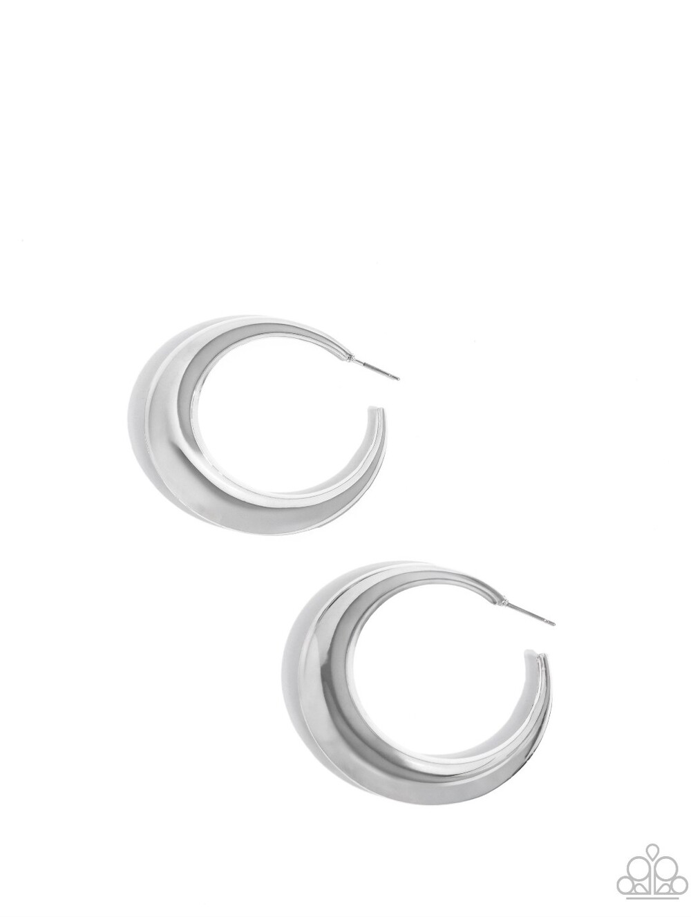 2/$10 Paparazzi Circular Circumstance - Silver Hoop Earrings